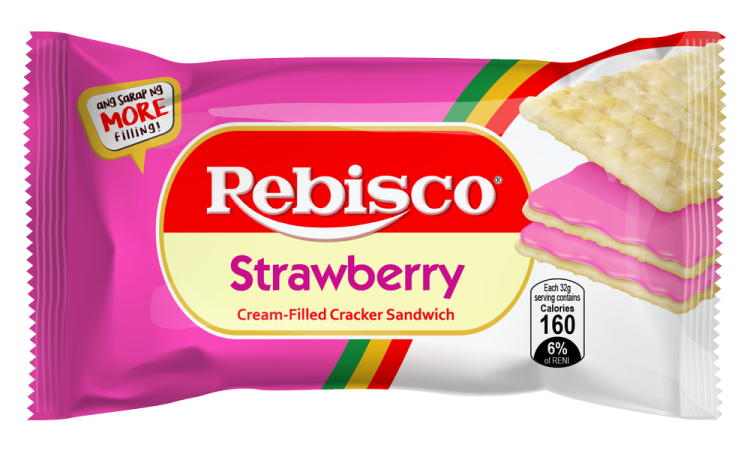 Rebisco Strawberry Cream-Filled Cracker Sandwich 32g pack 