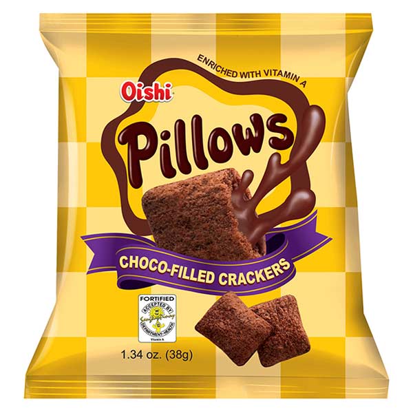 Oishi Pillows Choco (chocolate-filled cracker snack) 38g