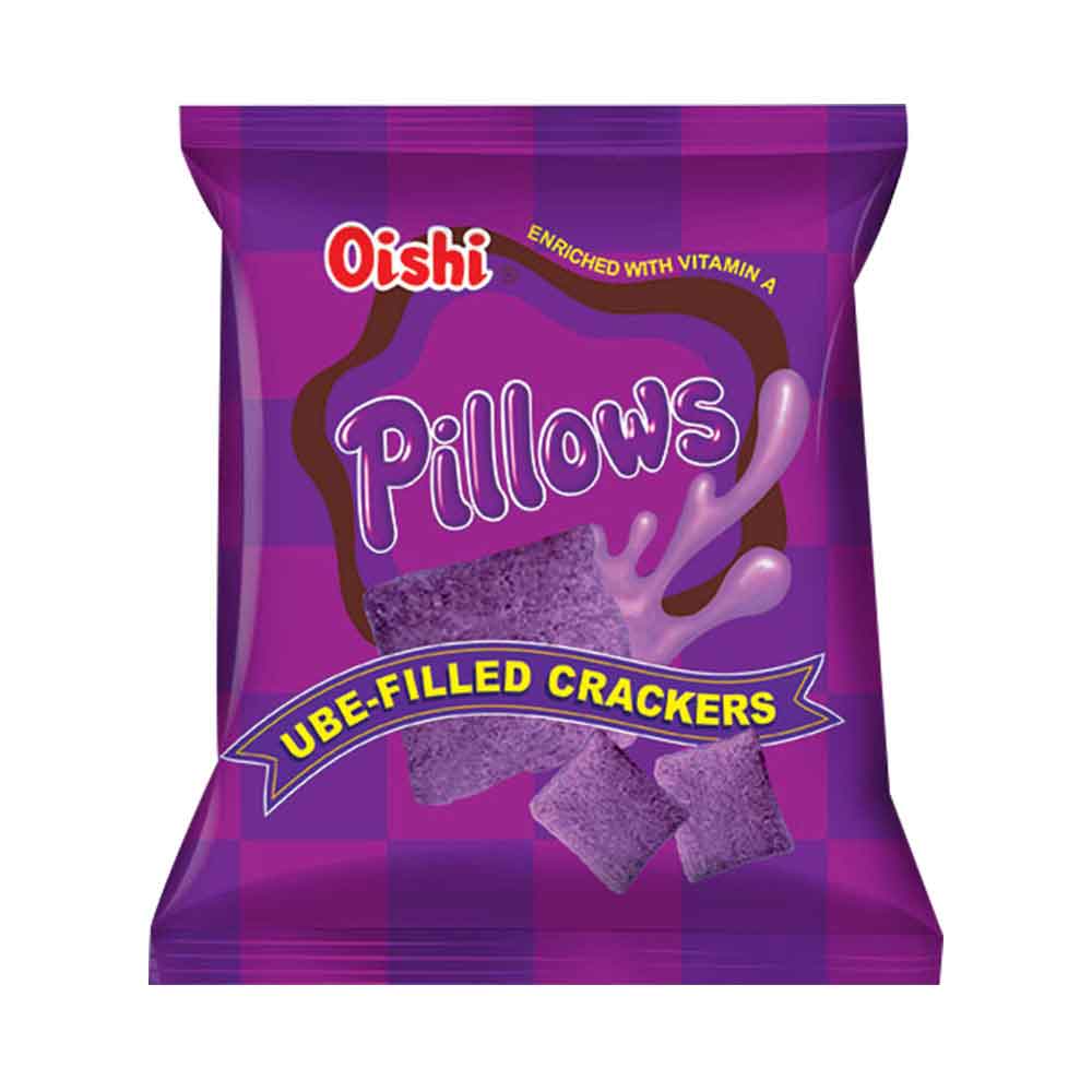 Oishi Pillows Ube (ube-filled cracker snack) 38g