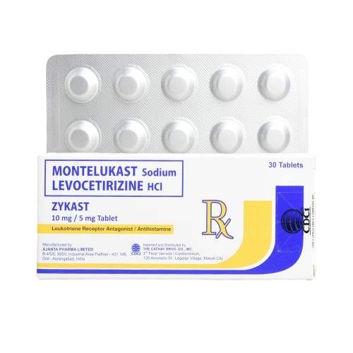 Zykast (Montelukast + Levocetirizine) 10mg/5mg Tablet