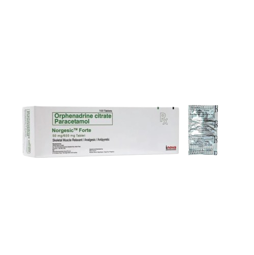 Norgesic Forte (Orphenadrine Citrate + Paracetamol) 50mg/650mg Tablet