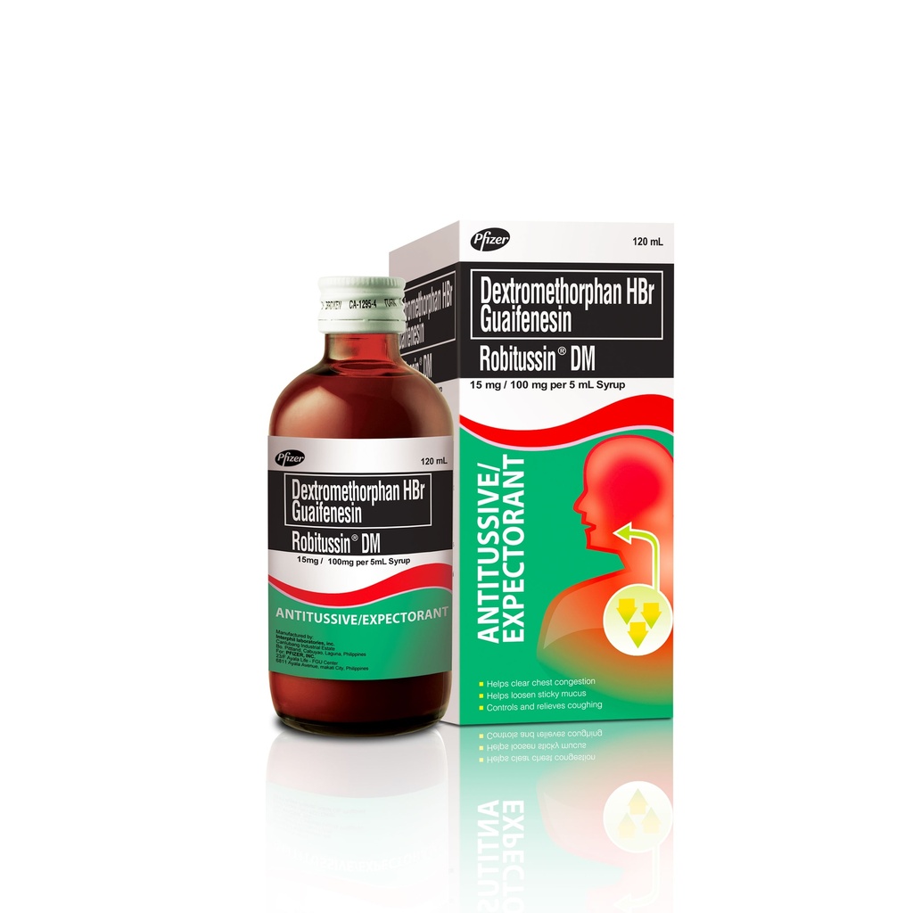 Robitussin DM (Dextromethorphan HBr/Guaifenesin) 15mg/100mg per 5ml Syrup 120ml