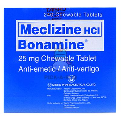 Bonamine (Meclizine Hydrochloride) 25mg Chewable Tablet