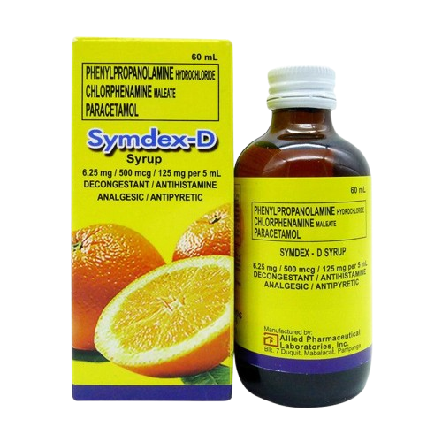 Symdex-D (phenylpropanolamine + chlorphenamine + paracetamol) syrup 60mL 