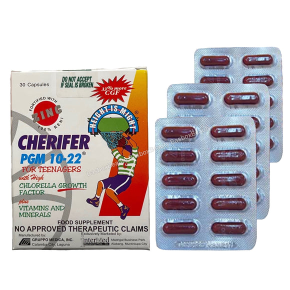 Cherifer PGM 10-22 with Zinc (Chlorella Growth Factor + Taurine + Zinc) 30 capsules