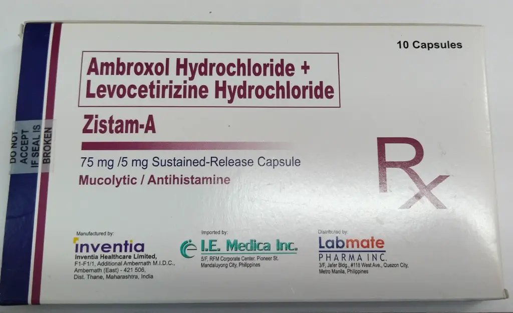 Zistam-A (Ambroxol + Levocetirizine) 75/5mg Cap