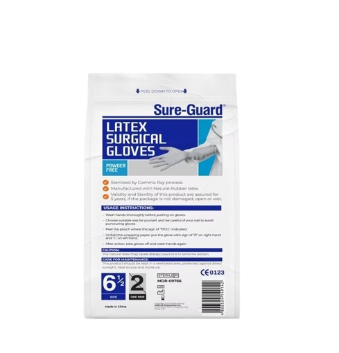 Sure-Guard latex surgical gloves size 6.5-sterile