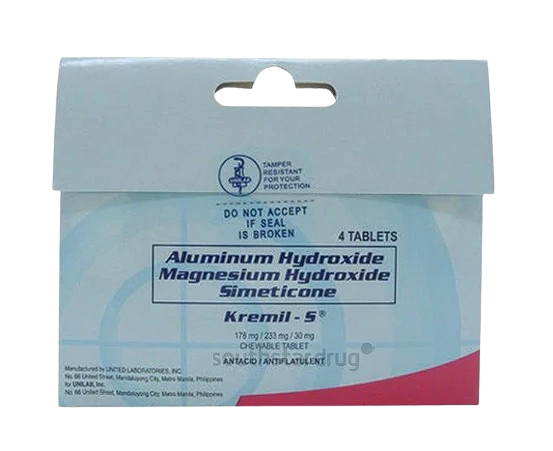 Kremil-S (Aluminum Hydroxide + Magnesium Hydroxide + Simeticone) 178mg/233mg/30mg Tablet, 4s 