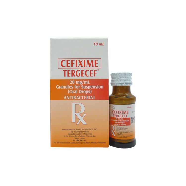 Tergecef (cefixime) 20mg/ml oral suspension drops, 10ml