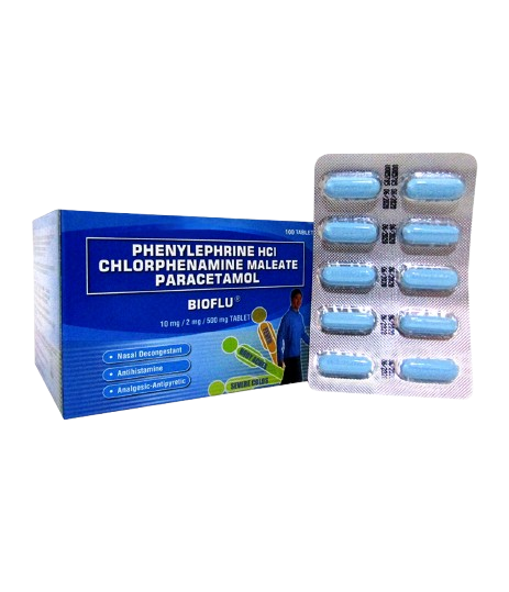 Bioflu (Paracetamol, Chlorphenamine Maleate, Phenylephrine HCl) 10mg/2mg/500mg Tablet