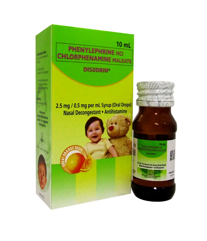 Disudrin (Chlorphenamine + Phenylephrine) 2.5mg/0.5mg per ml Syrup 10ml