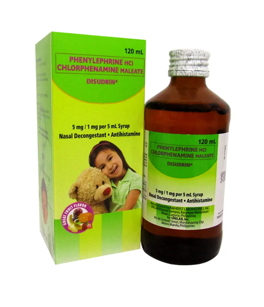 Disudrin (Chlorphenamine + Phenylephrine) 5mg/1mg per 5ml Syrup 120ml