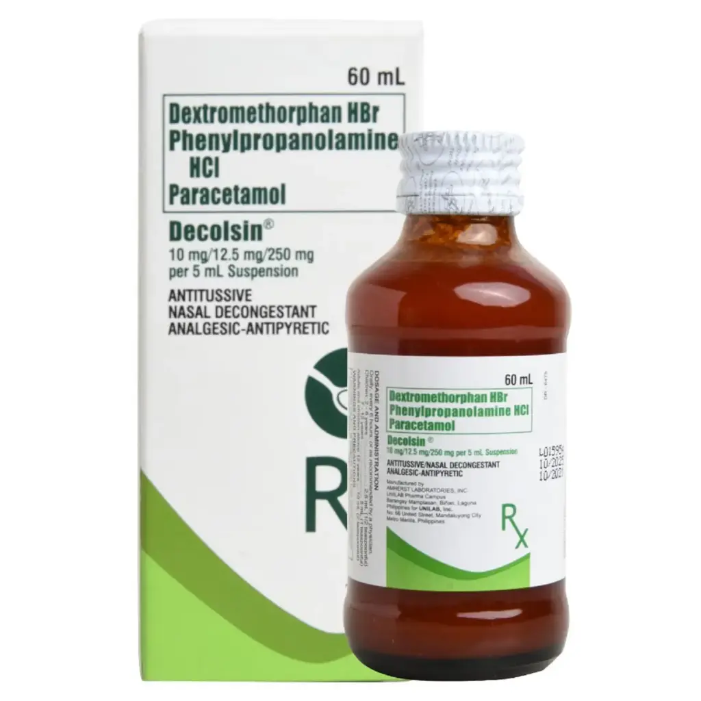 Decolsin (Phenylephrine HCl/Chlorphenamine Maleate/Paracetamol) 10mg/12.5mg/250mg per 5ml Suspension, 60ml 