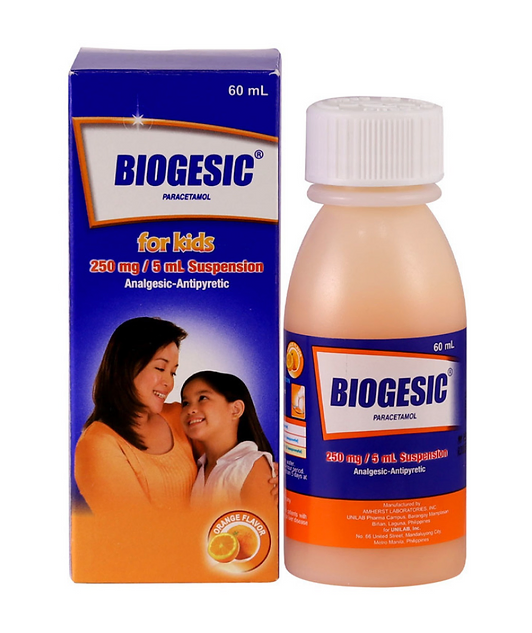 Biogesic (Paracetamol) 250mg/5ml Orange Flavored Syrup, 60ml