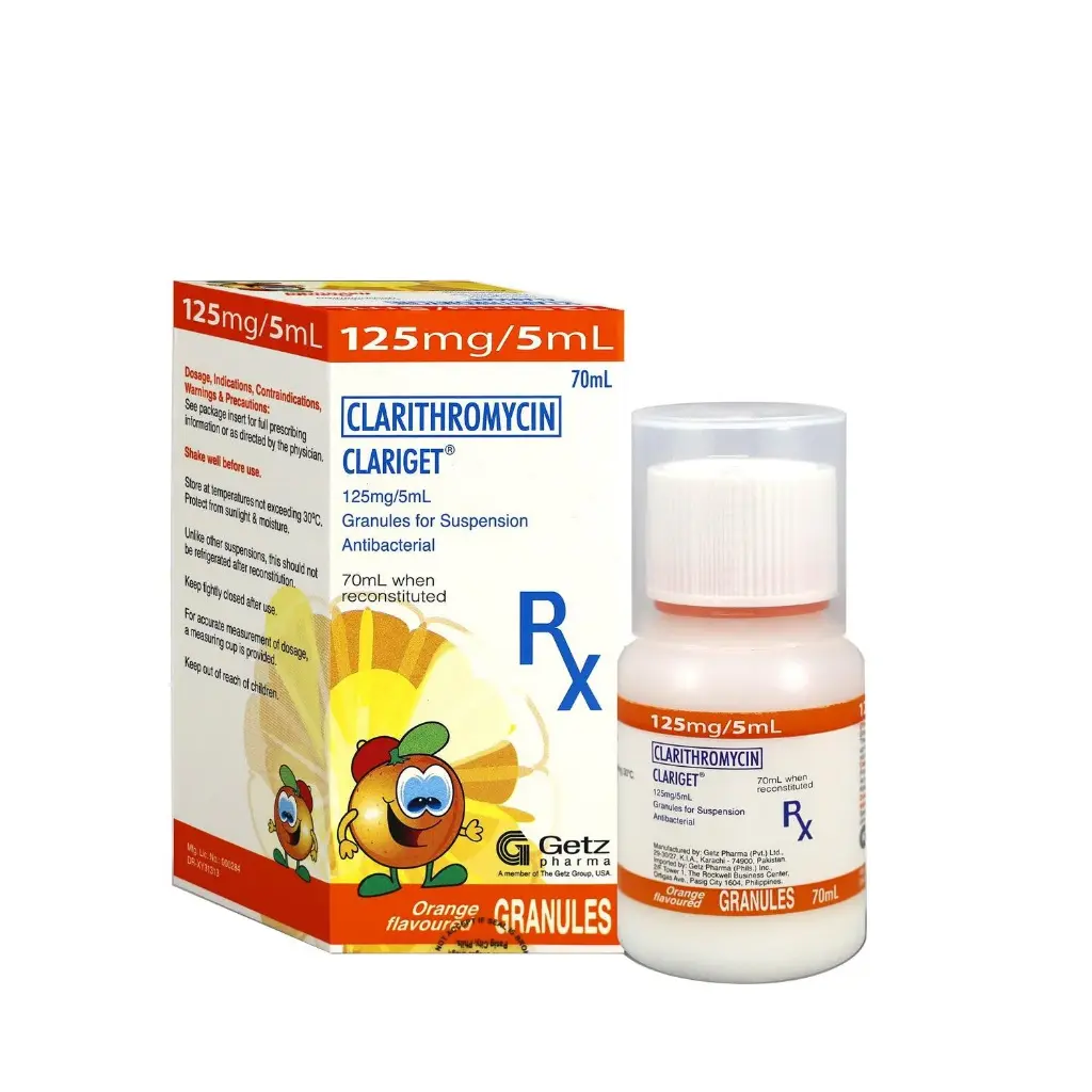 Clariget (Clarithromycin) 125mg/5mL granules for oral suspension (50mL bottle)