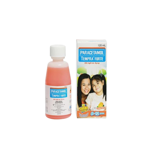 Tempra Forte (Paracetamol) 250mg/5ml Syrup 120ml strawberry