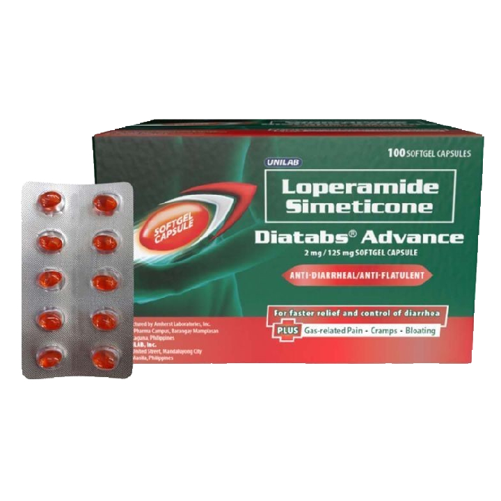 Diatabs Advance (loperamide HCl + simethicone) 2mg/125mg capsule