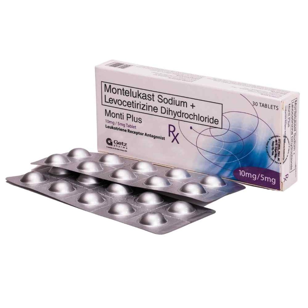 Monti Plus (Montelukast+Levocetirizine) 10mg/5mg Tablet