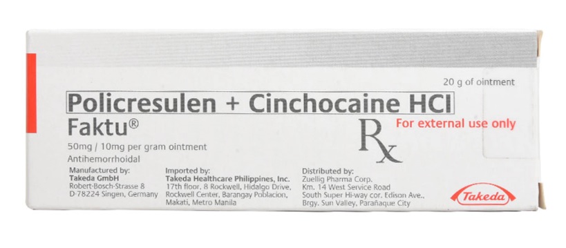 Faktu (policresulen + cinchocaine hydrochloride) 50 mg/10 mg per gram ointment 20 g 