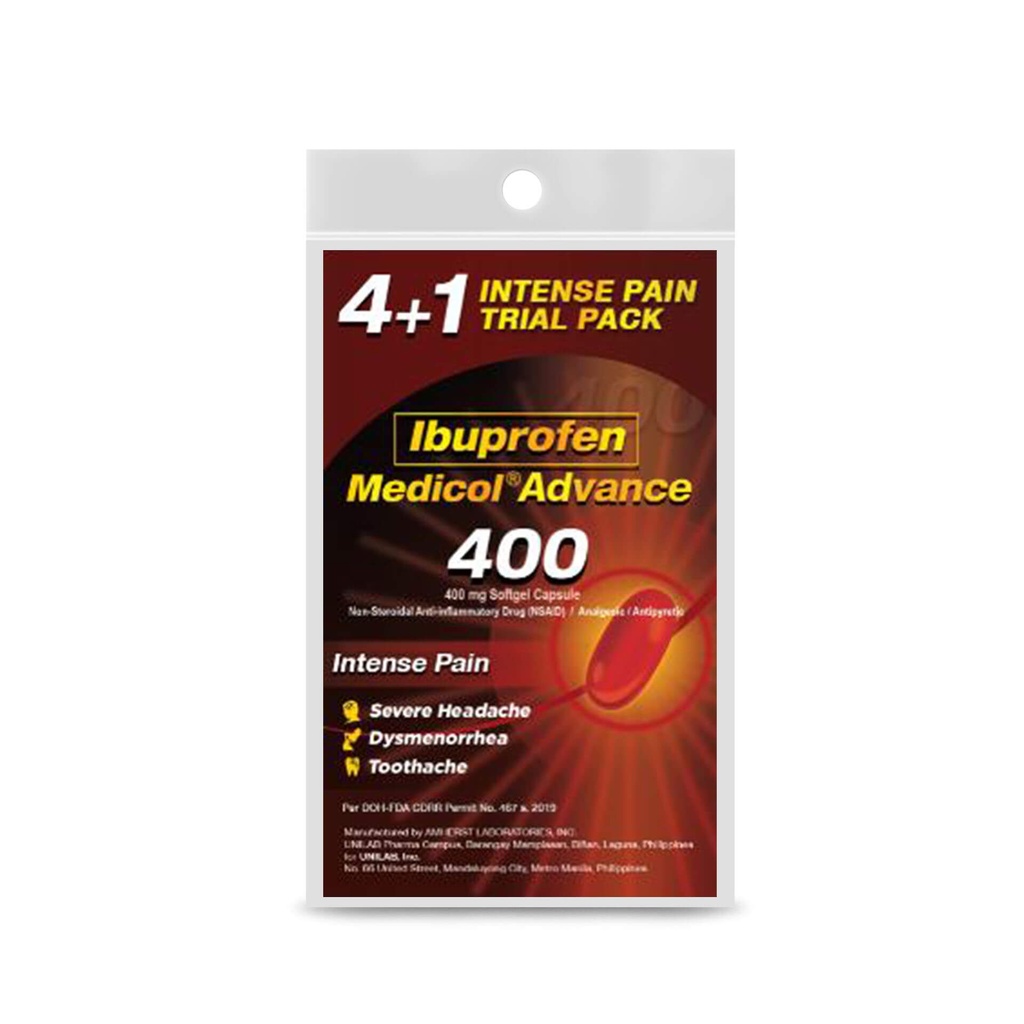 Medicol (ibuprofen) 400mg tablet  4+1
