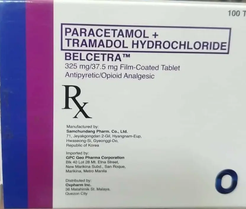 Belcetra (paracetamol + tramadol hydrochloride) 325mg/37.5mg film-coated tablet 