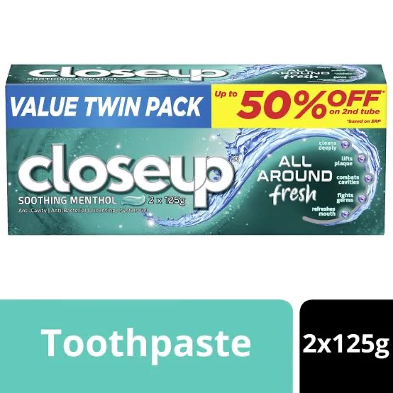 Close Up (Soothing Menthol) toothpaste 2x 125g 