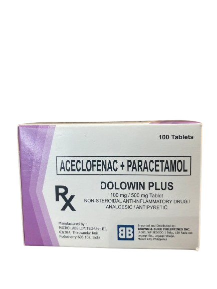 Dolowin Plus (Aceclofenac + Paracetamol) 100mg/500mg tablet 