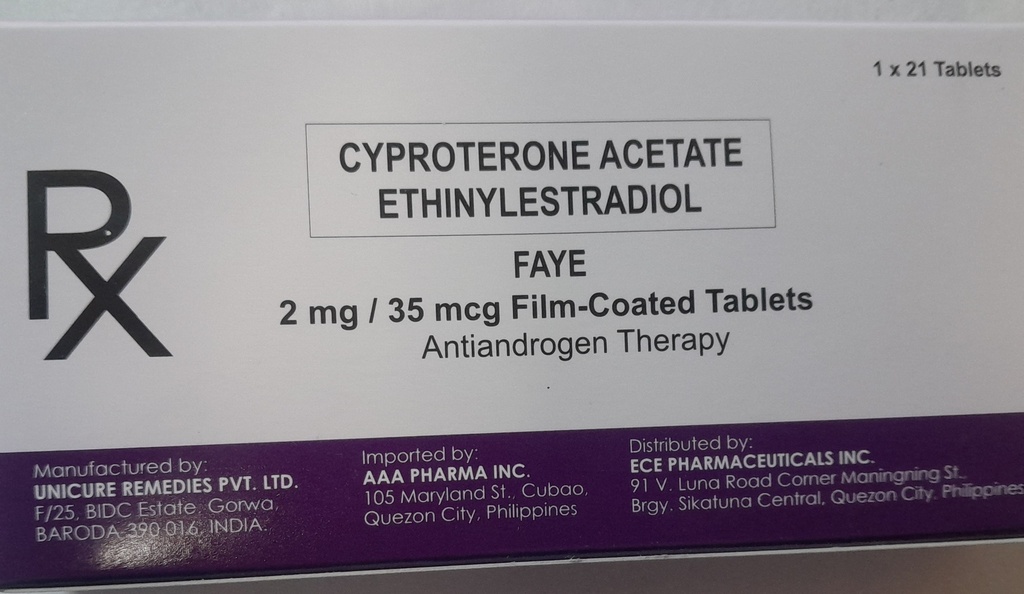 Faye (cyproterone acetate + ethinylestradiol) 2mg/35mcg pill 