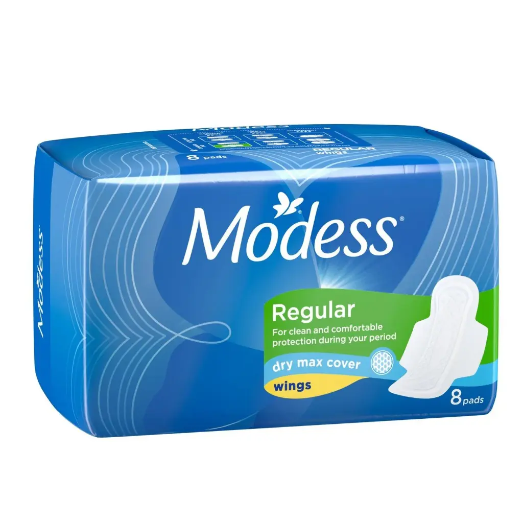 Modess Regular Dry Max Cover with Wings (sanitary napkin) 8s 