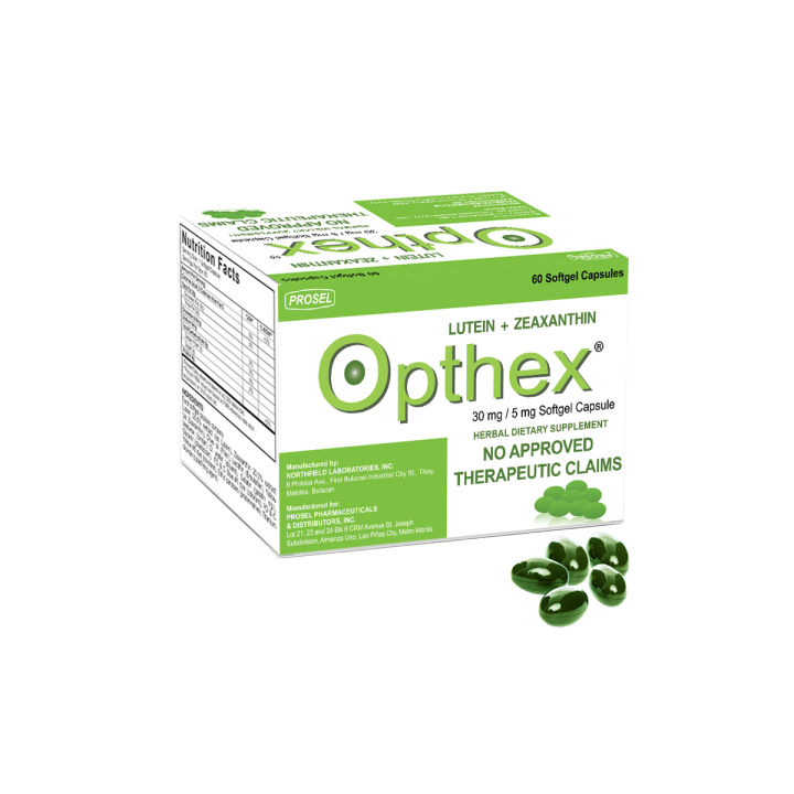 Opthex (Lutein + Zeaxanthin) 30mg/5mg Softgel Capsule 
