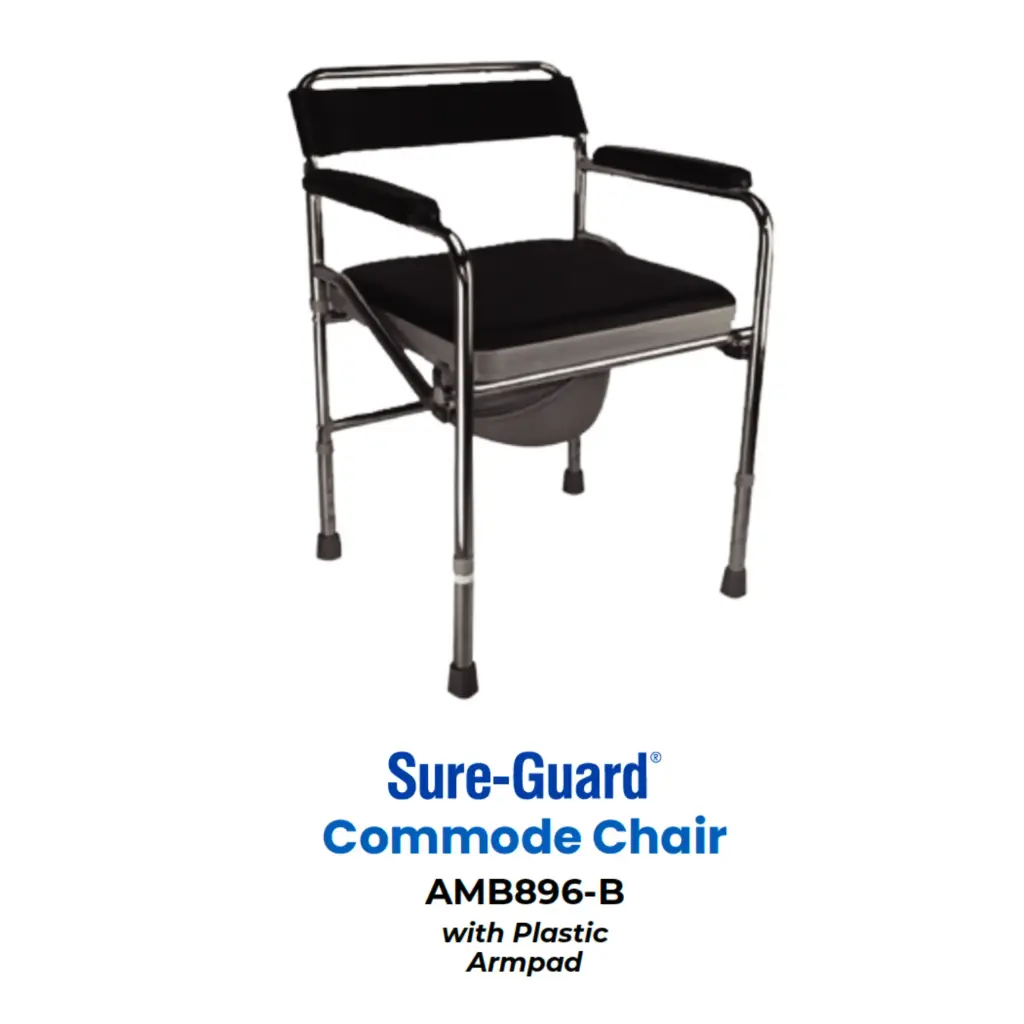 Sureguard Commode Chair w/out Wheels (Plastic Armpad) AMB896-B