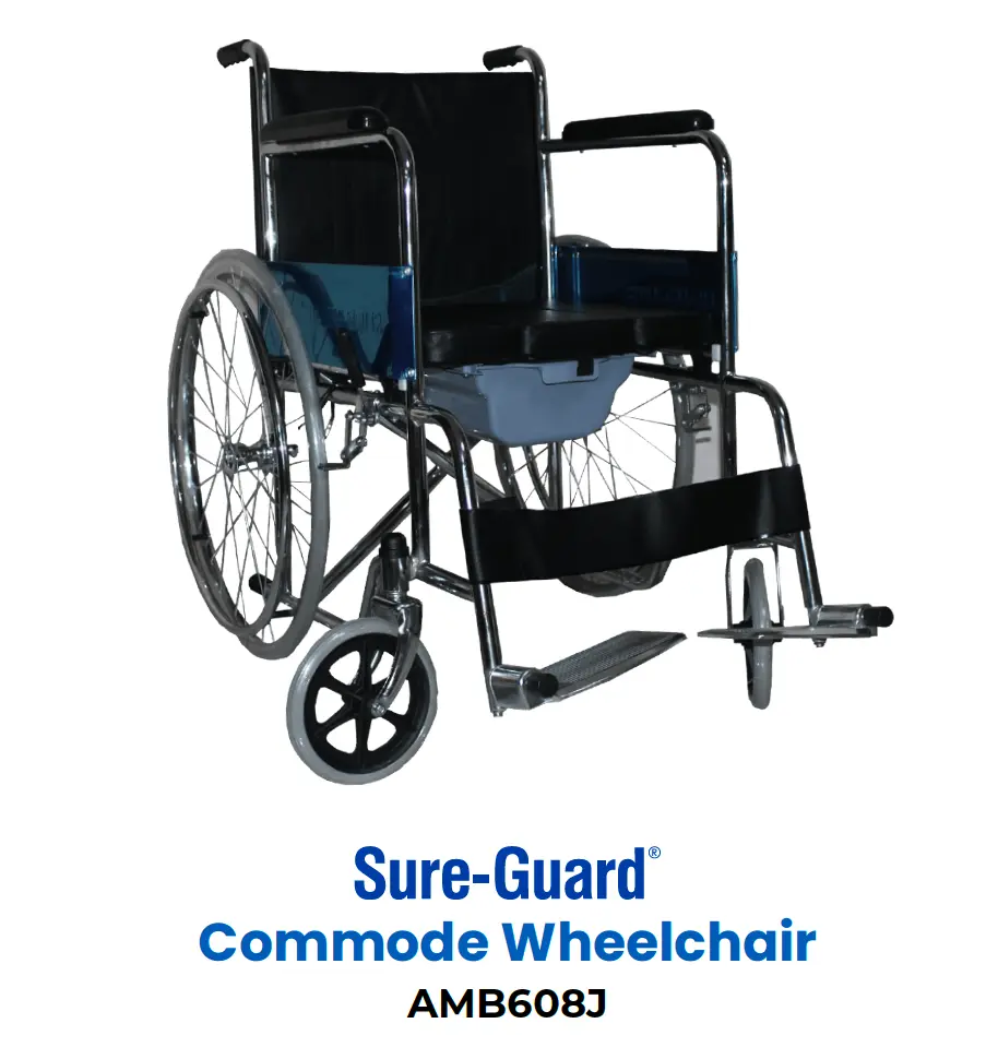 Sure-Guard COMMODE WHEELCHAIR (AMB608J, Seat: U-Shape)