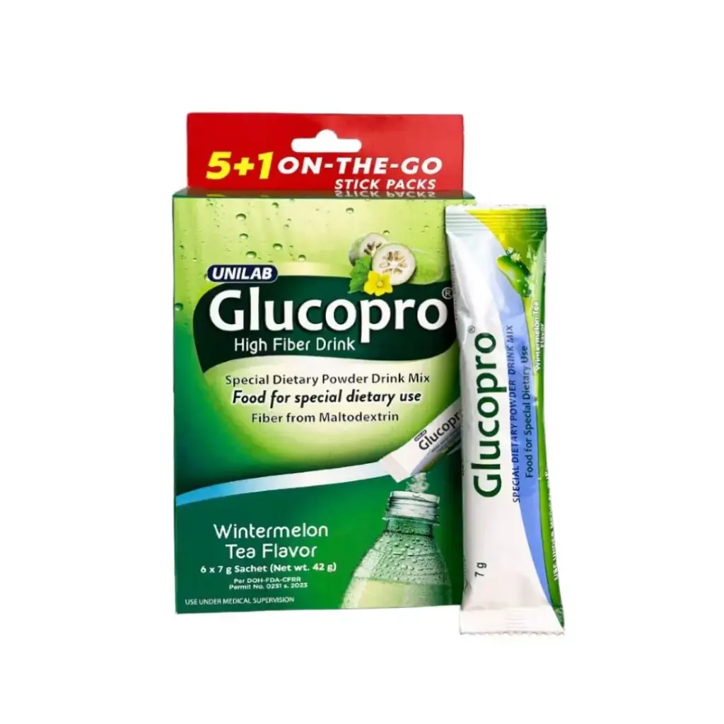 Glucopro Wintermelon Tea Green (Resistant Maltodextrin) sachet pack (5+1)