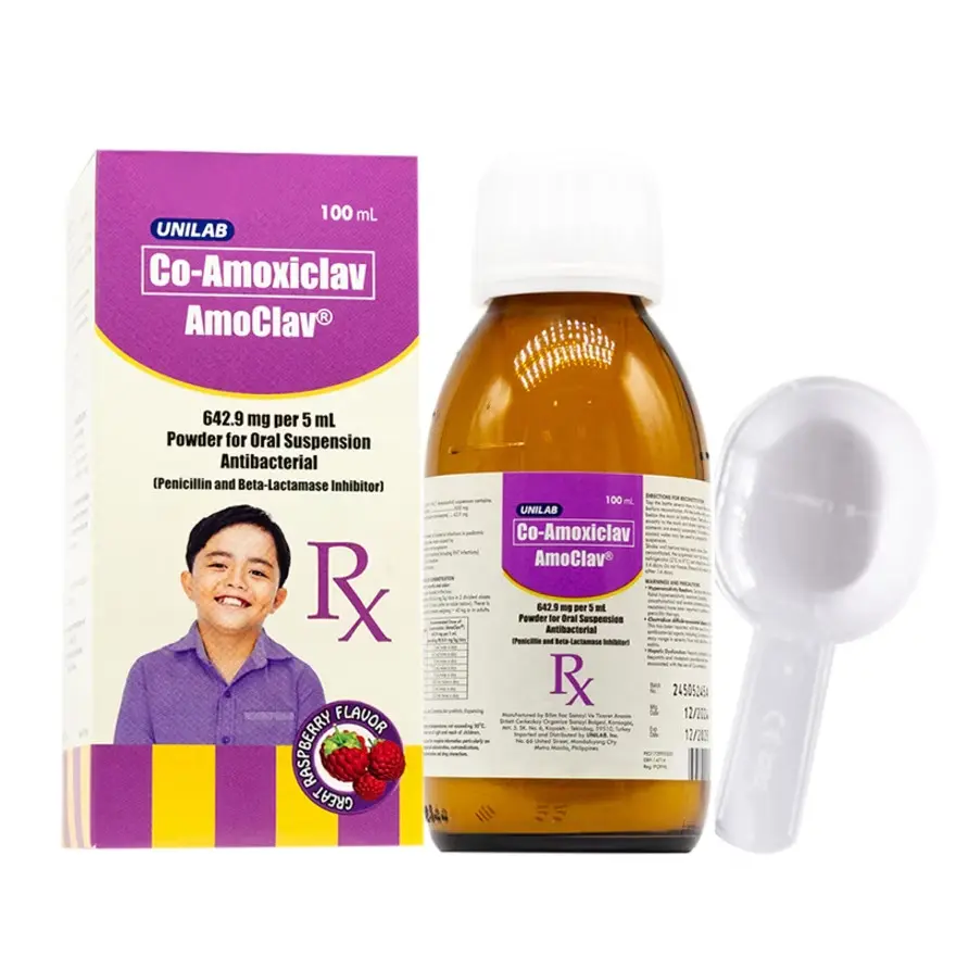 Amoclav (co-amoxiclav) 642.9mg/5ml oral suspension 