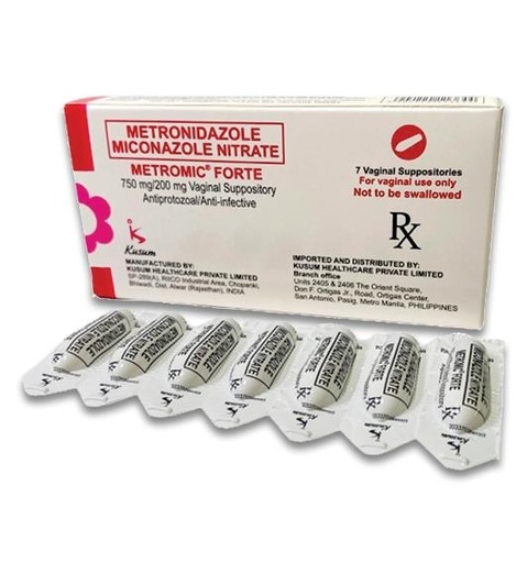 [RX-T10119-ABIO-CAT00119] Metromic Forte 750mg/200mg Vaginal Suppository 