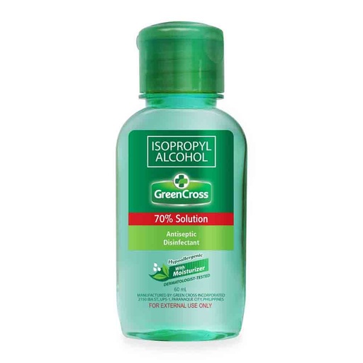[GR-T10307-INFEC-CAT00037] Green Cross 70% Solution with Moisturizer (Isopropyl alcohol) 60ml