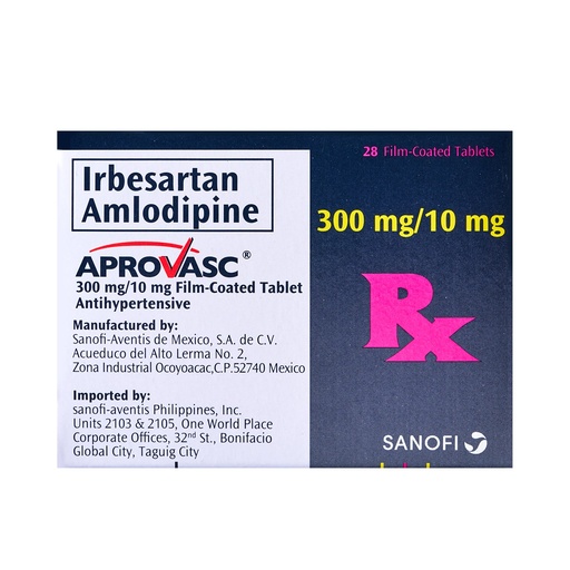 [RX-T10639-CARDI-CAT00246] Aprovasc (Irbesartan + Amlodipine) 300mg/10mg Tablet
