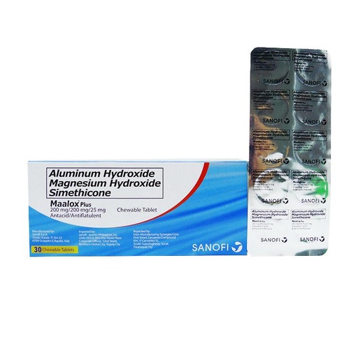 [RX-T10832-GIT-CAT00070] Maalox Plus (Aluminum Hydroxide + Magnesium Hydroxide + Simeticone) 200mg/200mg/25mg Tablet 