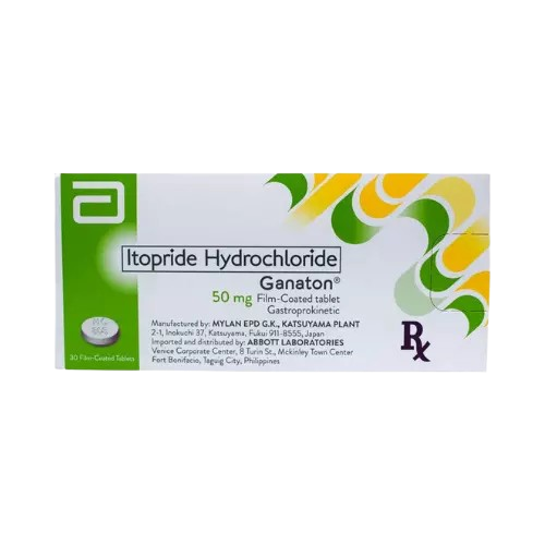 [RX-T10891-GIT-CAT00129] Ganaton (Itopride Hydrochloride) 50mg Film-Coated Tablet 