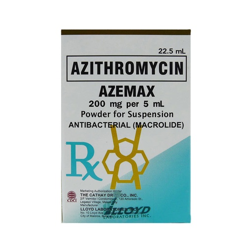 [RX-T10215-ABIO-CAT00215] Azemax (Azithromycin) 200mg/5ml Suspension 22.5ml