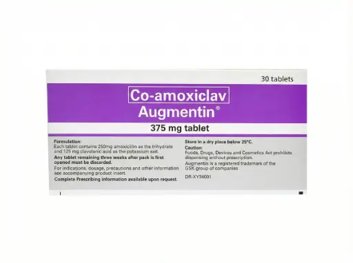 [RX-T10038-ABIO-CAT00038] Augmentin (co-amoxiclav) 375mg tablet 
