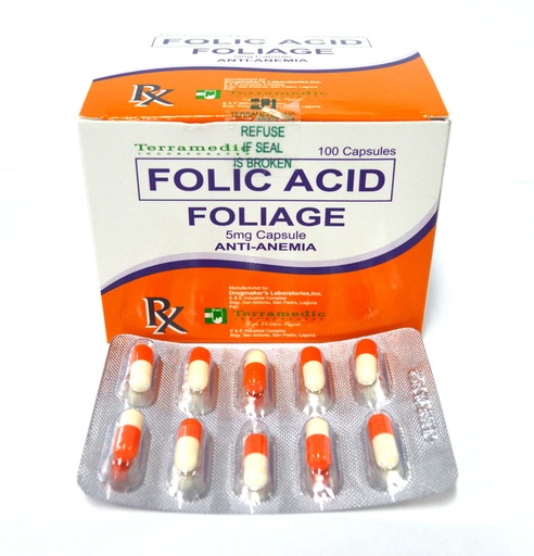 [OTC-T10551-VITF-CAT00202] Foliage (Folic Acid) 5mg Capsule