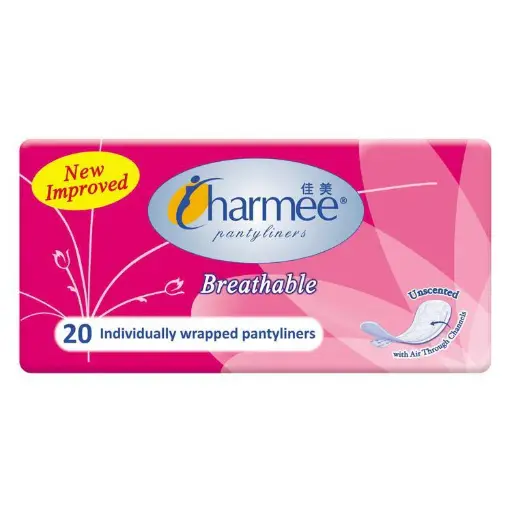 [GR-T10195-DIAP-CAT00081] Charmee Unscented Breathable Panty Liner Pink 20s 