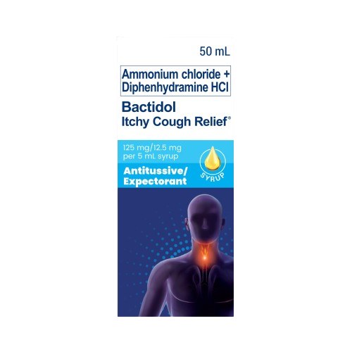 [OTC-T10319-RESP-CAT00129] Bactidol Itchy Cough Relief 125mg/12.5mg 50ml Syrup