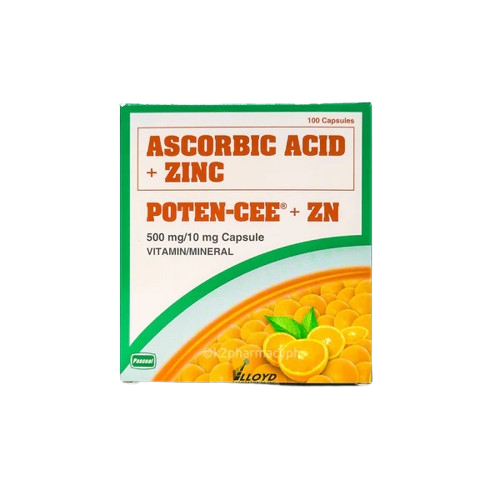 [OTC-T10532-VITF-CAT00183] Poten-Cee + Zn (ascorbic acid + zinc) 500mg/10mg capsule