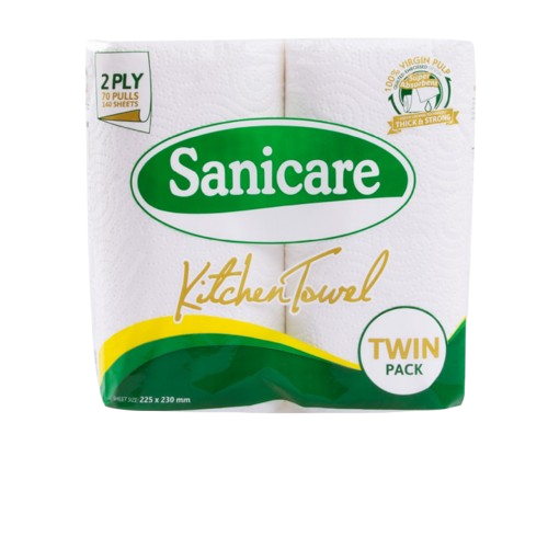 [GR-T10139-COT-CAT00060] Sanicare Kitchen Towel Regular Twin Pack 2-Ply 70 Pulls