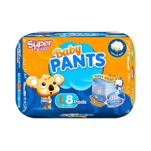 [GR-T10199-DIAP-CAT00085] Super Twins Baby Pants L 8's 