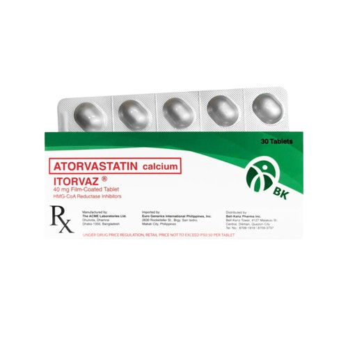 [RX-T10715-CARDI-CAT00322] Itorvaz 40 (Atorvastatin) 40mg Film-coated Tablet 
