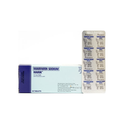 [RX-T10552-CARDI-CAT00159] Warik (Warfarin Sodium) 2.5mg Tablet