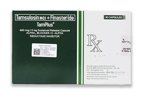 [RX-T10981-GUT-CAT00062] Tamplus (Tamsulosin Hydrochloride/Finasteride) 400mcg/5mg Capsule 